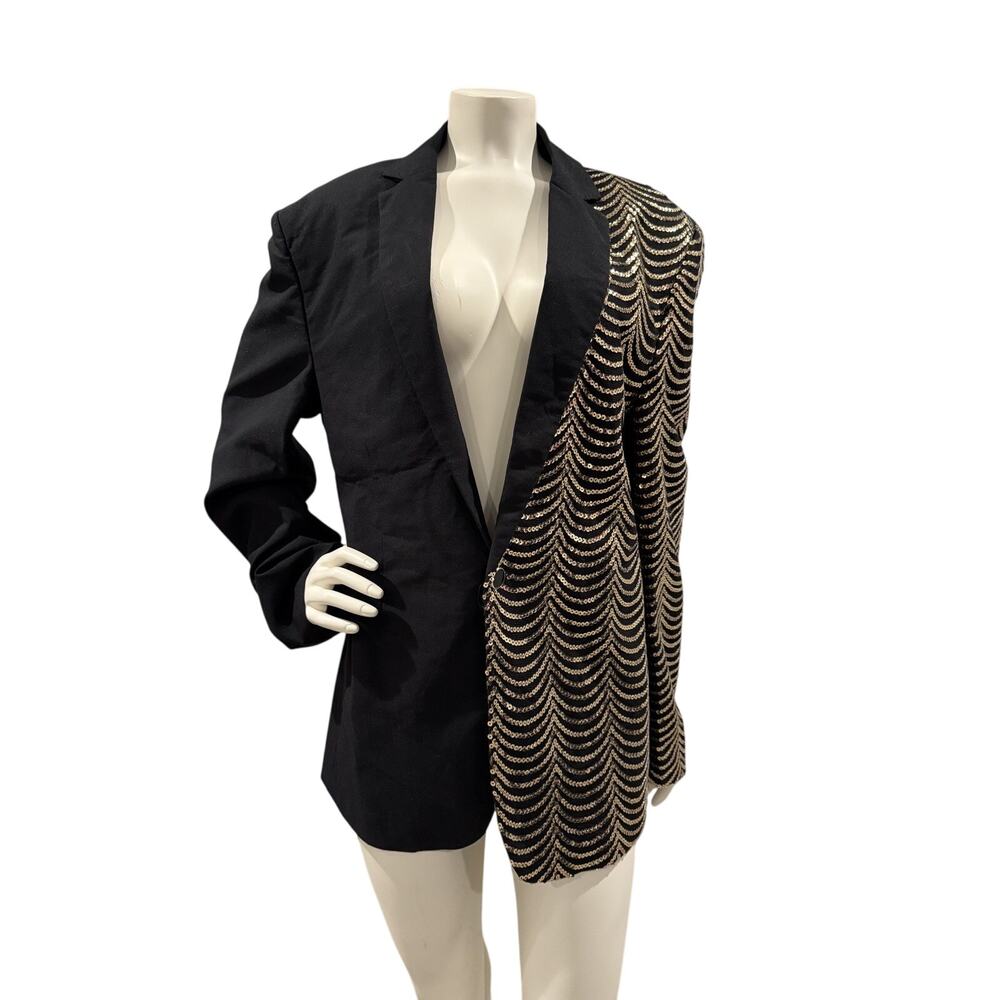 Men Glitter Sequin Suit Formal Blazer Wedding Party Prom Jacket Regular Fit Sz M
